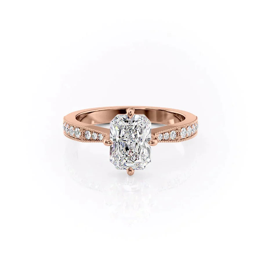 The Rebecca Set With A 2.5 Carat Radiant Moissanite
