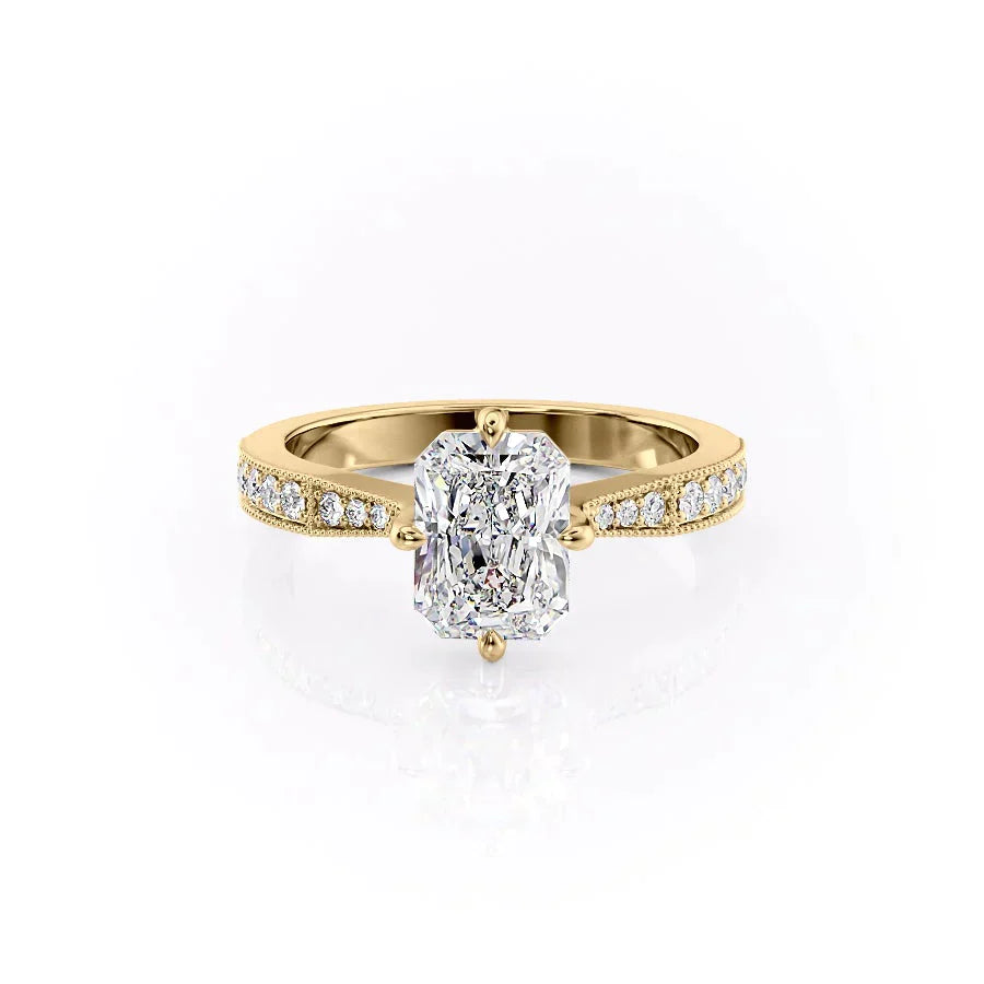 The Rebecca Set With A 1.5 Carat Radiant Lab Diamond