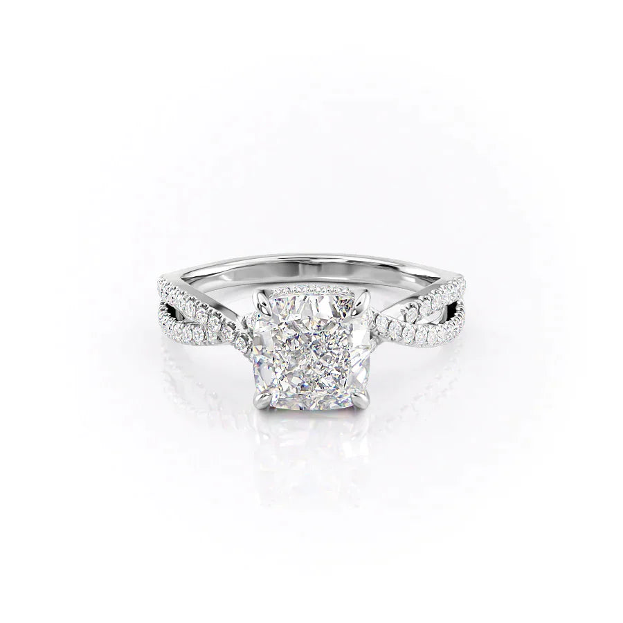 The Angelina Set With A 3 Carat Cushion Lab Diamond
