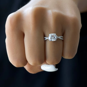 The Angelina Set With A 2 Carat Cushion Lab Diamond