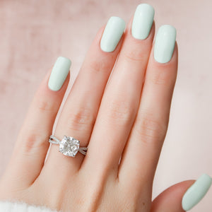 The Angelina Set With A 2 Carat Cushion Lab Diamond