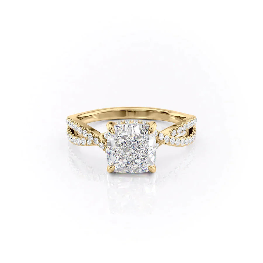 The Angelina Set With A 1 Carat Cushion Lab Diamond