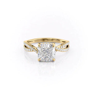 The Angelina Set With A 1 Carat Cushion Moissanite