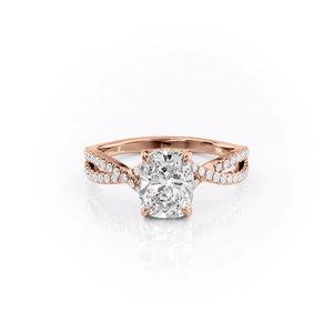 The Angelina Set With A 1.5 Carat Elongated Cushion Moissanite