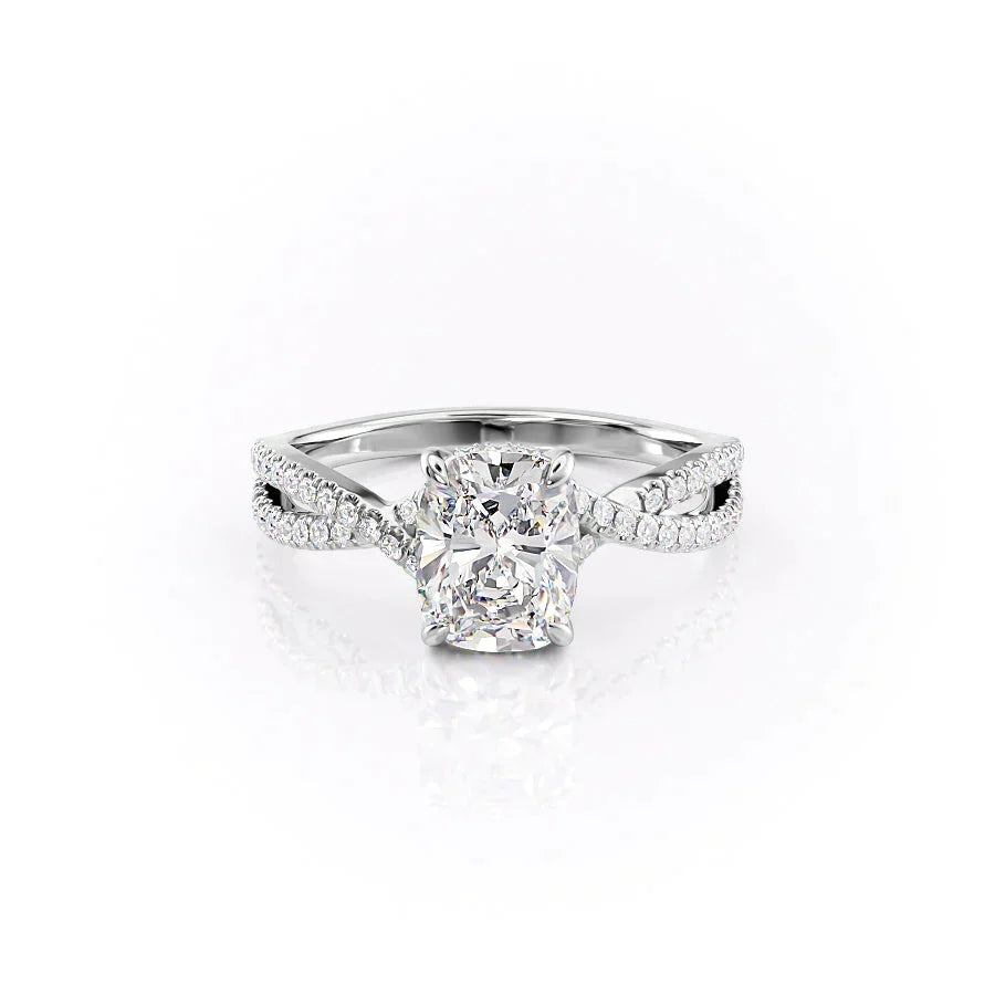 The Angelina Set With A Elongated Cushion Moissanite