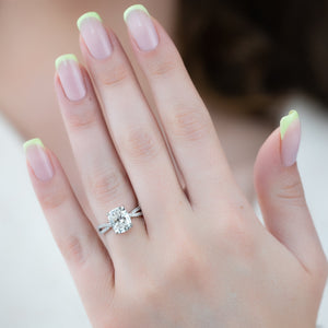 The Angelina Set With A 2 Carat Elongated Cushion Lab Diamond