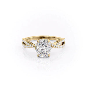 The Angelina Set With A 2.5 Carat Elongated Cushion Lab Diamond
