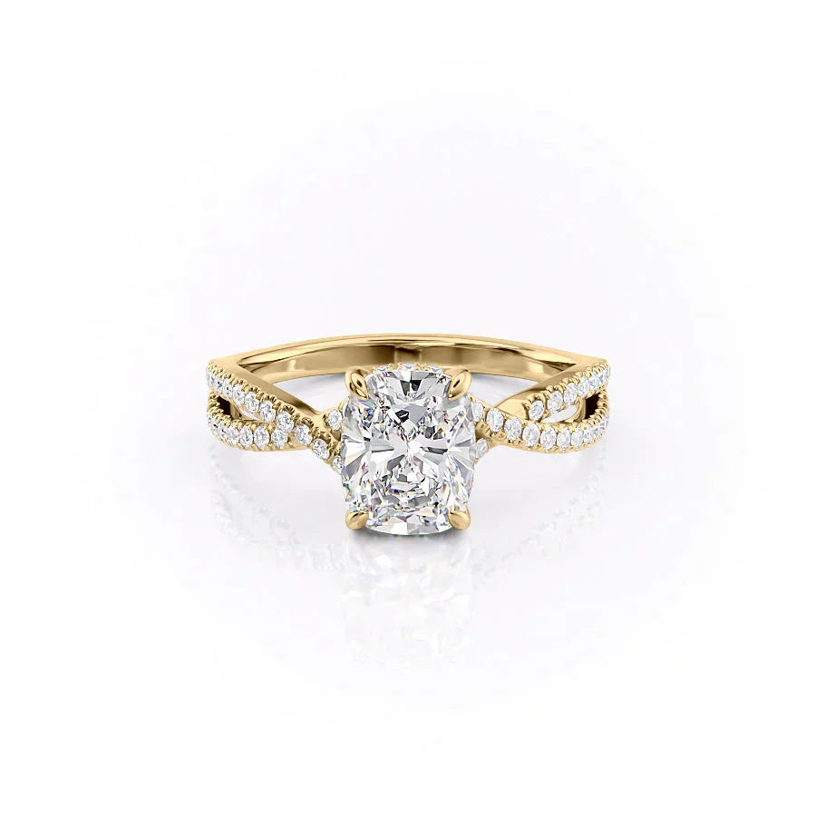 The Angelina Set With A 3 Carat Elongated Cushion Lab Diamond