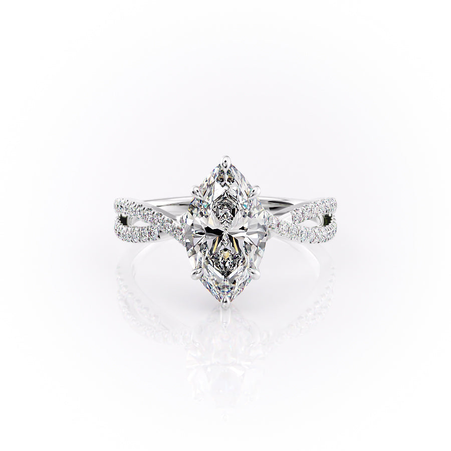 The Angelina Set With A 4 Carat Marquise Moissanite