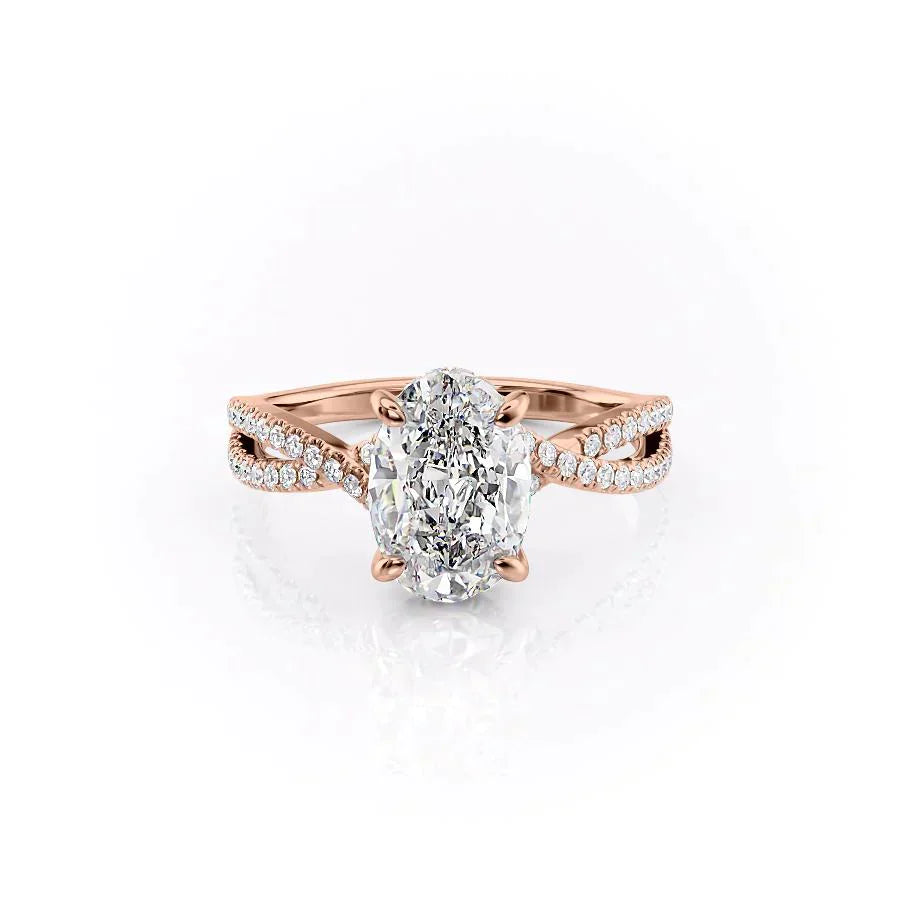 The Angelina Set With A 4.5 Carat Oval Moissanite