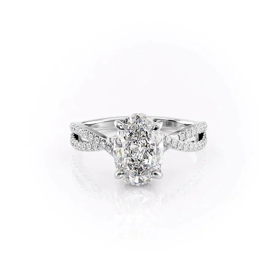 The Angelina Set With A 3.5 Carat Oval Moissanite