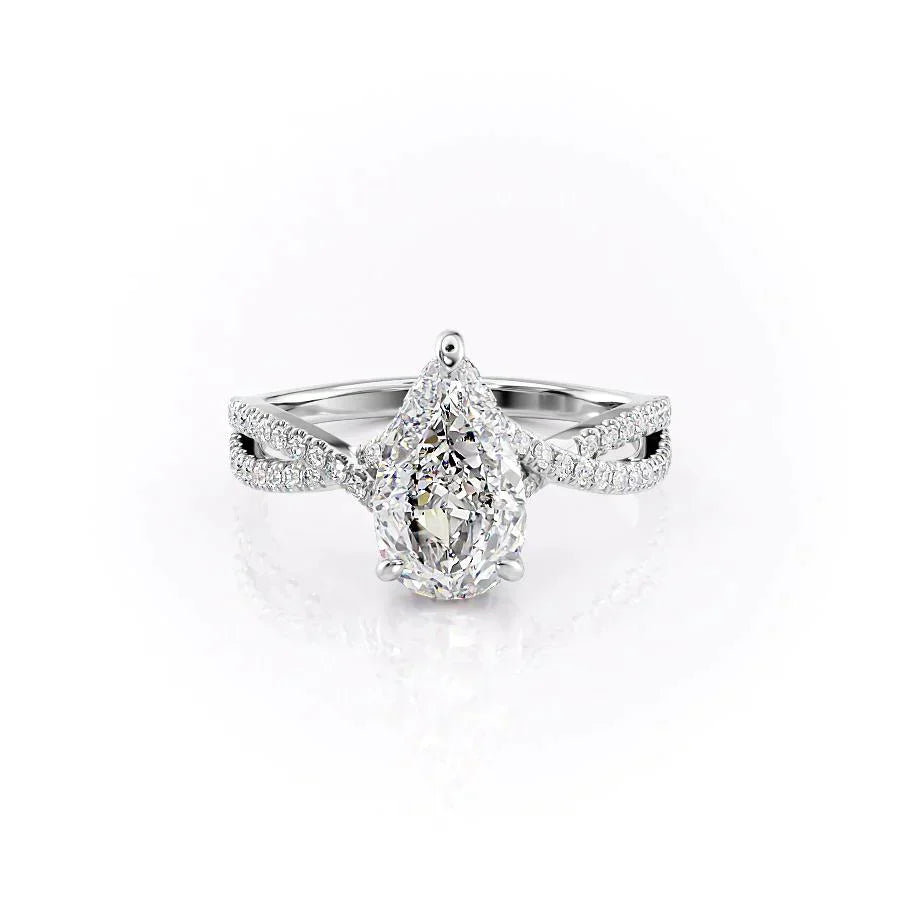 The Angelina Set With A 2 Carat Pear Lab Diamond