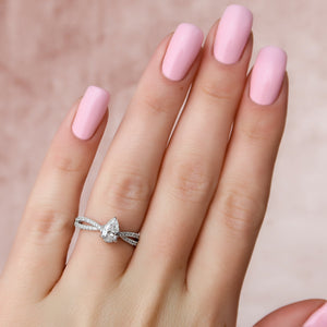 The Angelina Set With A 3 Carat Pear Lab Diamond