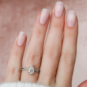 The Angelina Set With A 3 Carat Pear Lab Diamond