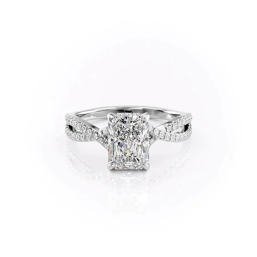 The Angelina Set With A 2.5 Carat Radiant Moissanite
