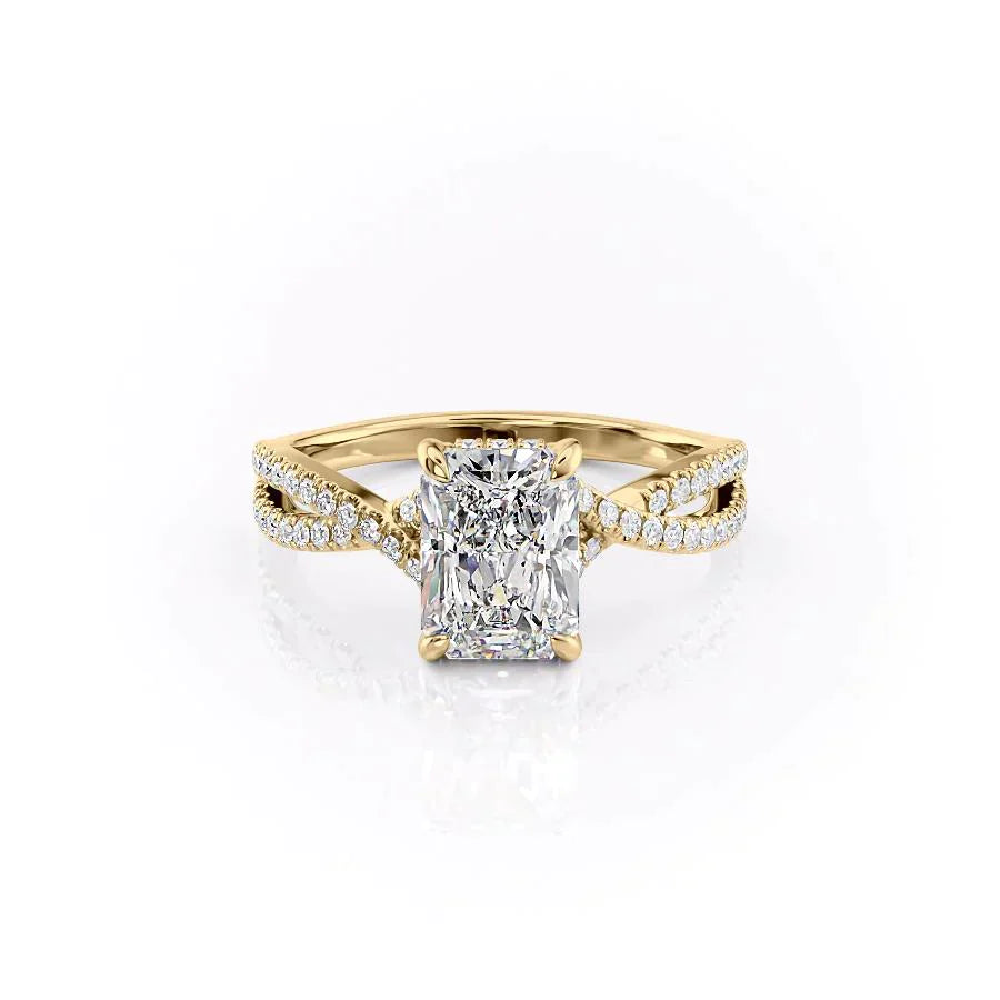 The Angelina Set With A 3 Carat Radiant Moissanite