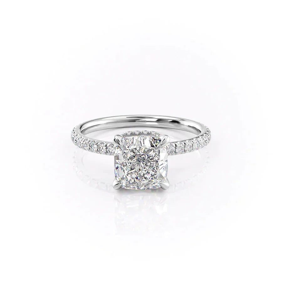 The Pave Alex Set With A 1.5 Carat Cushion Moissanite