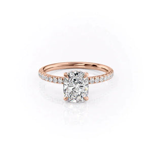 The Pave Alex Set With A 3.5 Carat Elongated Cushion Moissanite