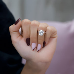 The Alex Set With A 2.5 Carat Elongated Cushion Moissanite