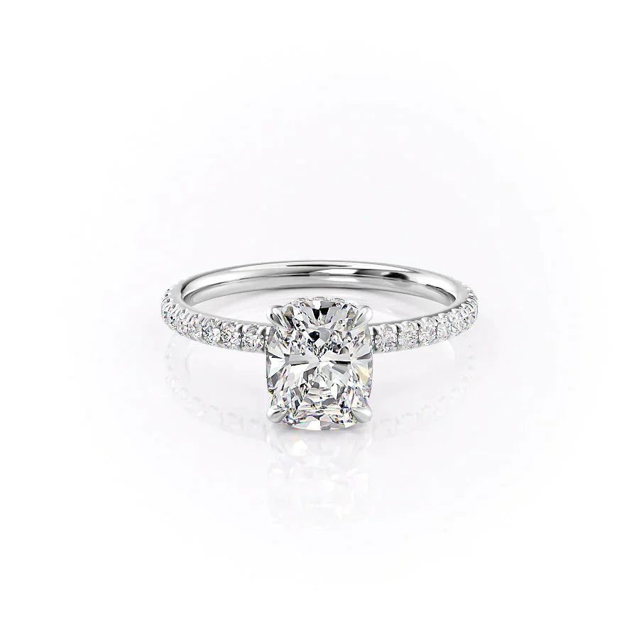 The Pave Alex Set With A 2 Carat Elongated Cushion Lab Diamond