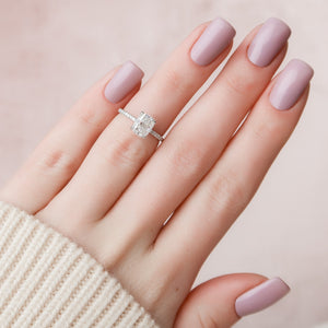 The Pave Alex Set With A 1 Carat Elongated Cushion Lab Diamond