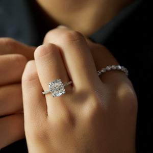 The Pave Alex Set With A 1 Carat Elongated Cushion Lab Diamond