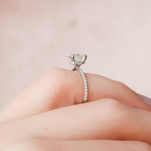 The Pave Alex Set With A 2 Carat Elongated Cushion Lab Diamond