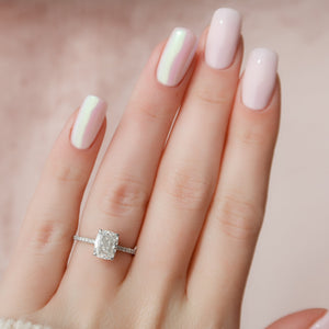 The Pave Alex Set With A 1 Carat Elongated Cushion Lab Diamond