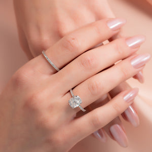 The Pave Alex Set With A 1 Carat Elongated Cushion Lab Diamond
