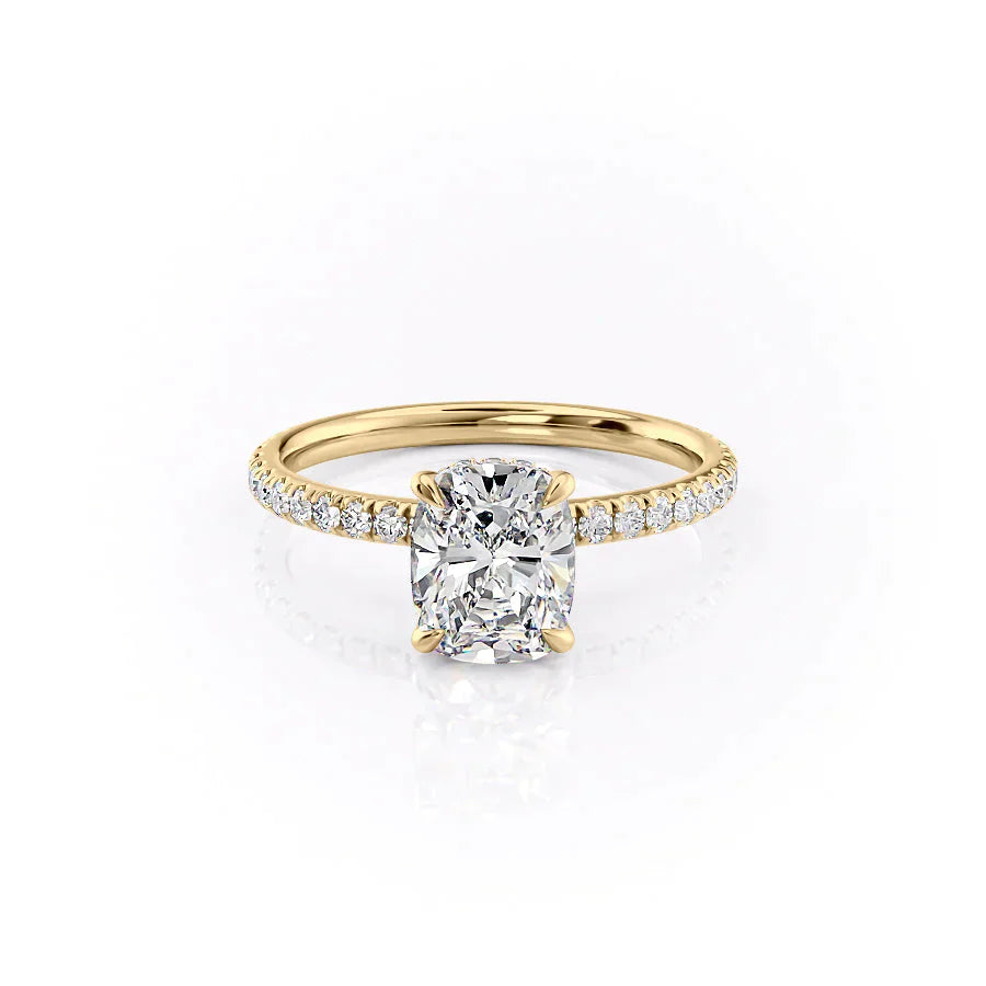 The Pave Alex Set With A 3 Carat Elongated Cushion Lab Diamond