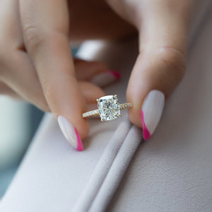 The Pave Alex Set With A 2 Carat Elongated Cushion Lab Diamond