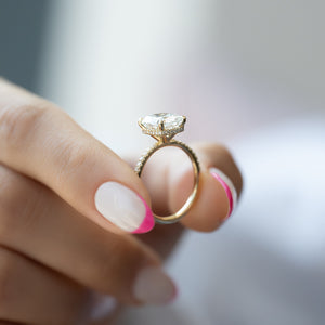 The Pave Alex Set With A 2 Carat Elongated Cushion Lab Diamond