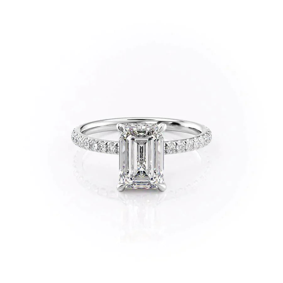 The Pave Alex Set With A 2.5 Carat Emerald Moissanite