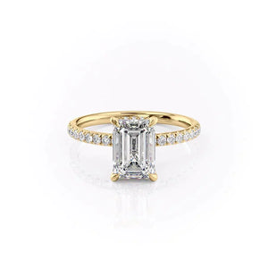 The Pave Alex Set With A 2.5 Carat Emerald Moissanite