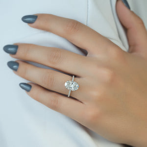 The Pave Alex Set With A 1 Carat Oval Lab Diamond