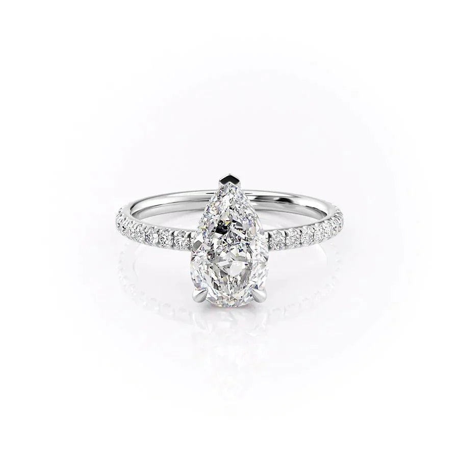 The Pave Alex Set With A 2.5 Carat Pear Lab Diamond