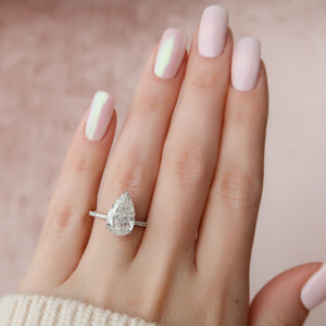 The Pave Alex Set With A 2.5 Carat Pear Lab Diamond