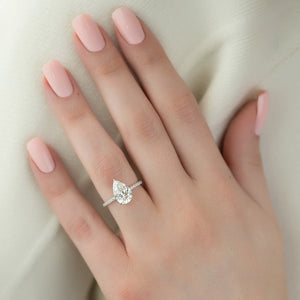 The Pave Alex Set With A 2.5 Carat Pear Lab Diamond