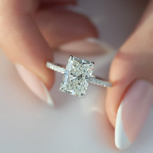 The Pave Alex Set With A 1 Carat Radiant Lab Diamond