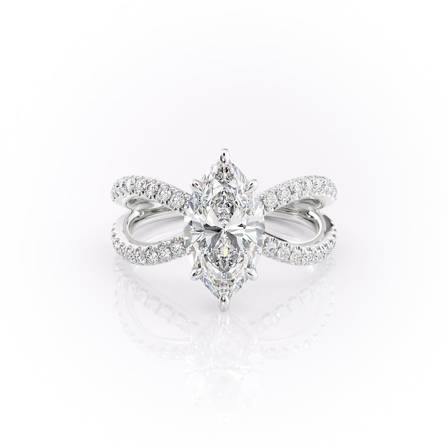 The Zoey Set With A 1.5 Carat Marquise Lab Diamond
