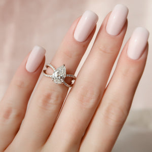 The Zoey Set With A 3 Carat Pear Lab Diamond