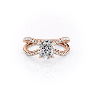 The Zoey Set With A 4.5 Carat Elongated Cushion Moissanite