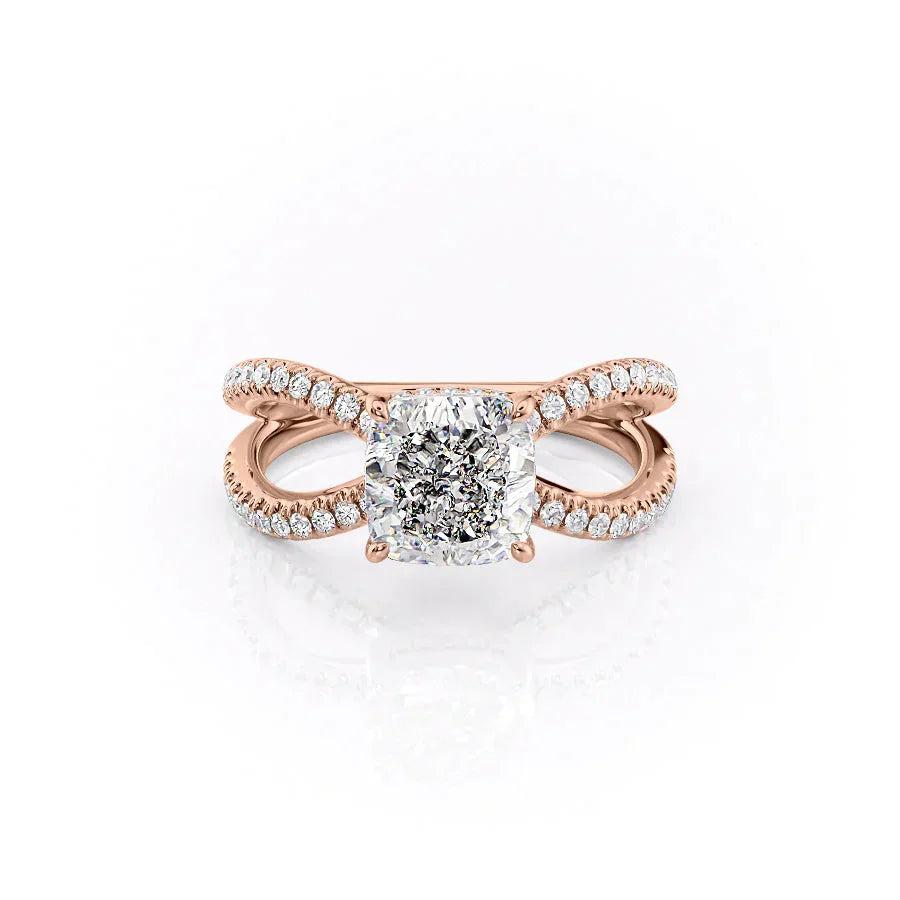 The Zoey Set With A 2.5 Carat Cushion Moissanite