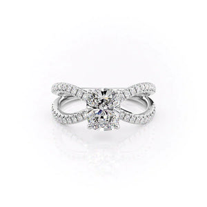 The Zoey Set With A 2.5 Carat Elongated Cushion Lab Diamond