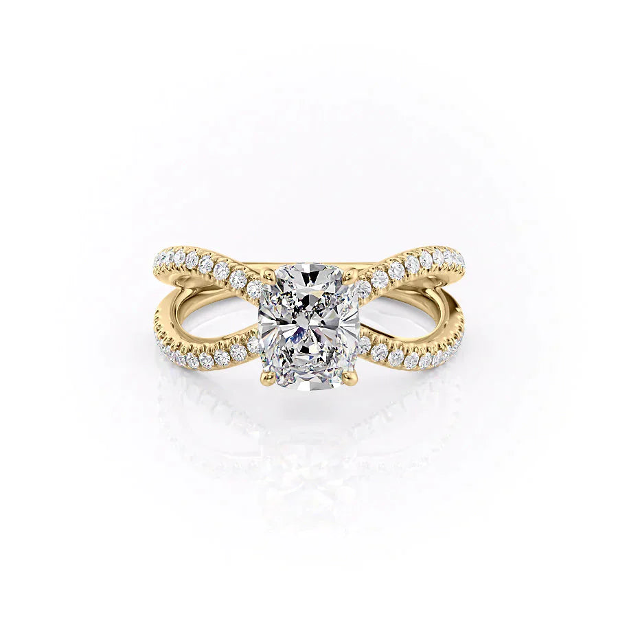 The Zoey Set With A 4.5 Carat Elongated Cushion Moissanite