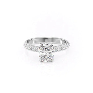 The Kayla Set With A 1.5 Carat Elongated Cushion Lab Diamond
