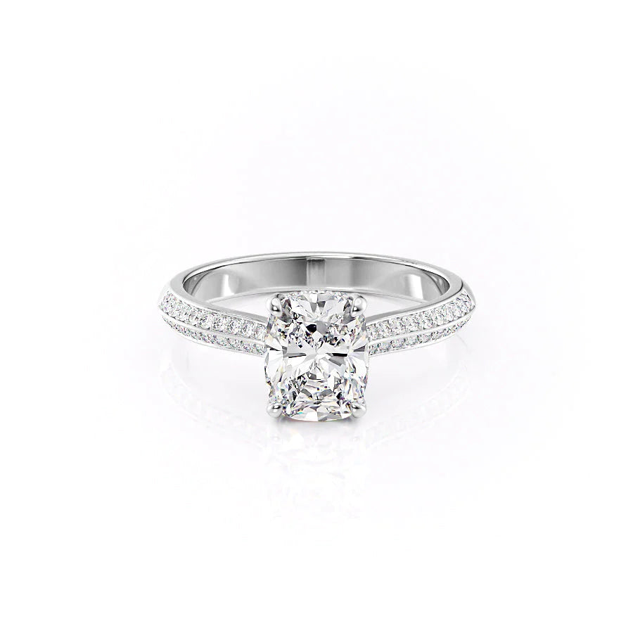 The Kayla Set With A Elongated Cushion Moissanite
