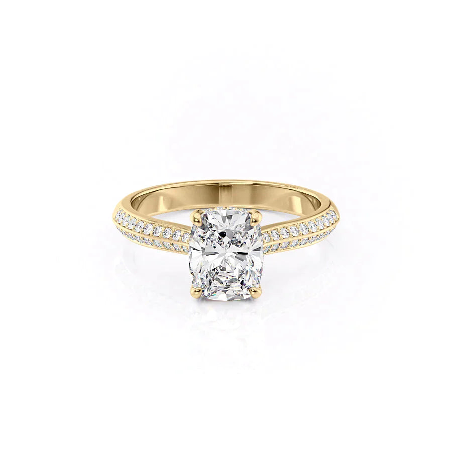 The Kayla Set With A 1.5 Carat Elongated Cushion Lab Diamond