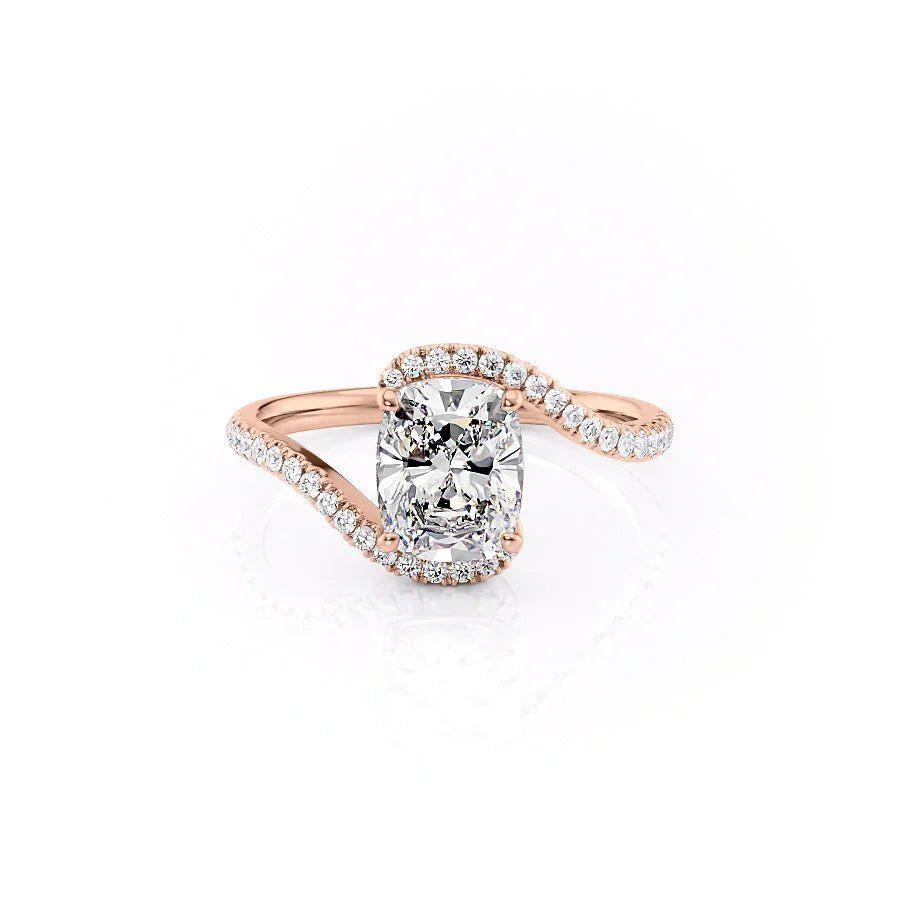 The Pave Skyler Set With A 2.5 Carat Elongated Cushion Moissanite