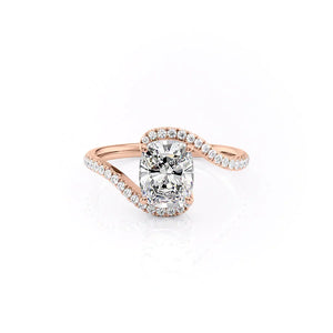 The Pave Skyler Set With A 2.5 Carat Elongated Cushion Lab Diamond